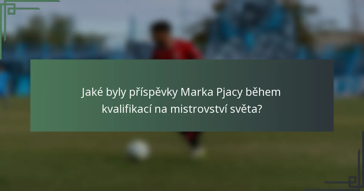 Jaké byly příspěvky Marka Pjacy během kvalifikací na mistrovství světa?