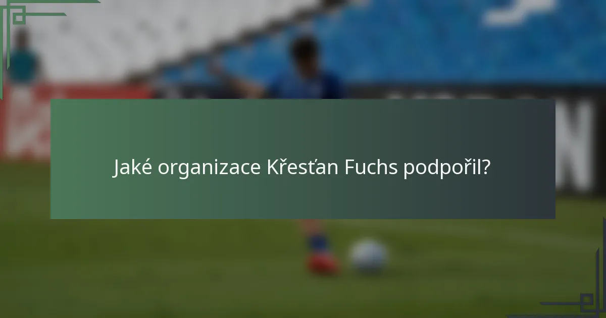 Jaké organizace Křesťan Fuchs podpořil?