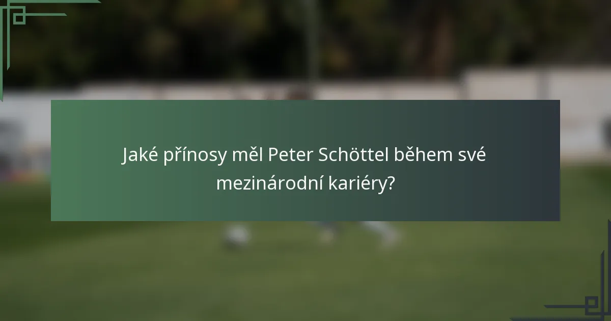 Jaké přínosy měl Peter Schöttel během své mezinárodní kariéry?