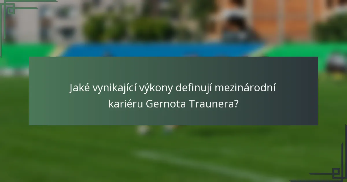 Jaké vynikající výkony definují mezinárodní kariéru Gernota Traunera?